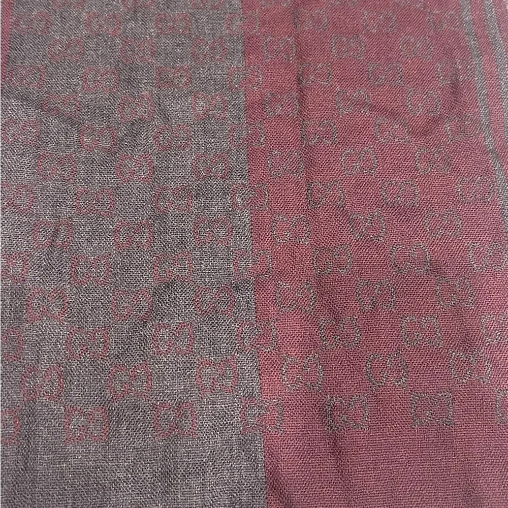 Gucci Burgundy and Gray Men's Scarf